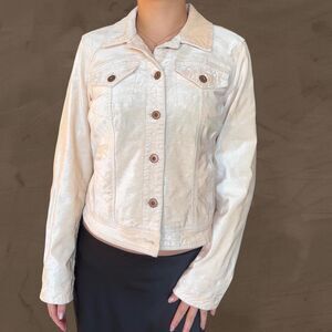 Anthropologie Pilcro classic white Velvet Jacket size XS